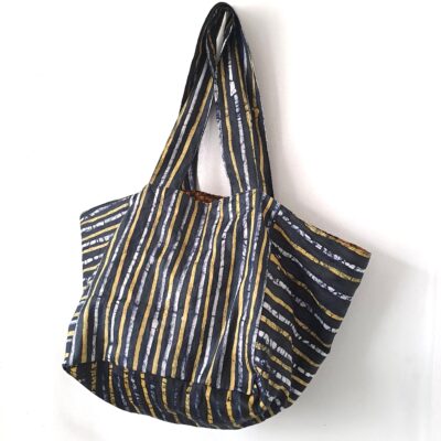 Black and Yellow Batik Cube Tote
