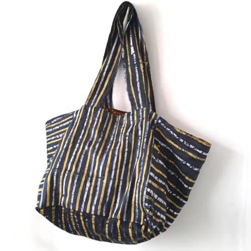 Black and Yellow Batik Cube Tote