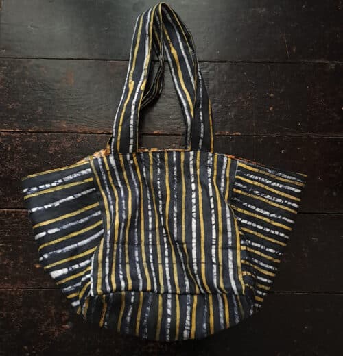 Black and Yellow Batik Cube Tote - Image 6