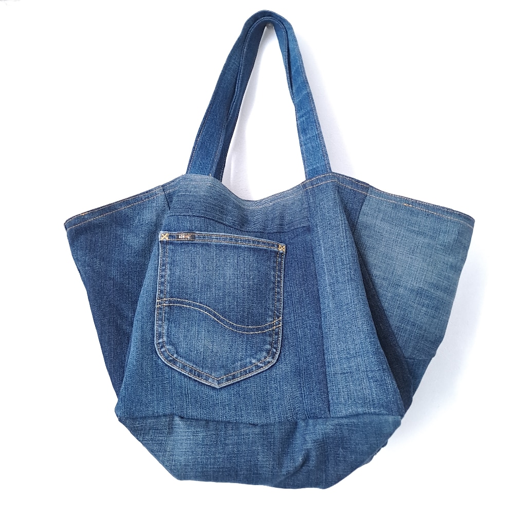 upcycled denim tote bag