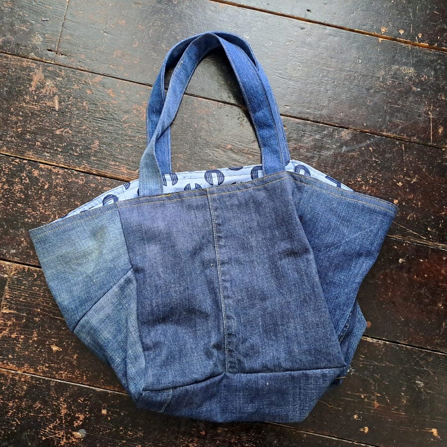 Denim cube tote