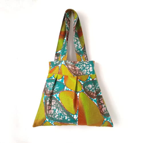 Teal and Green Pleated tote