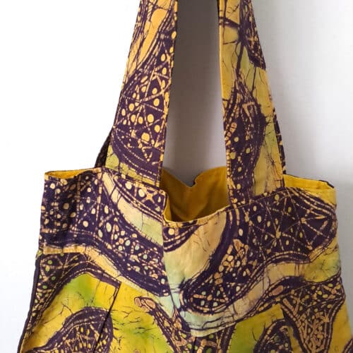 Purple and Yellow Adire Tote bag - Image 2
