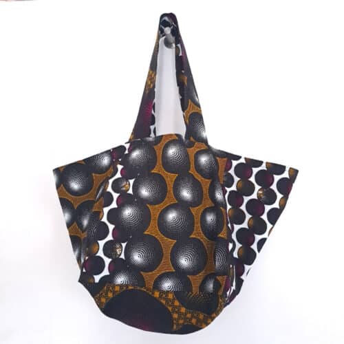 Mustard and Purple Ankara Cube tote - Image 3