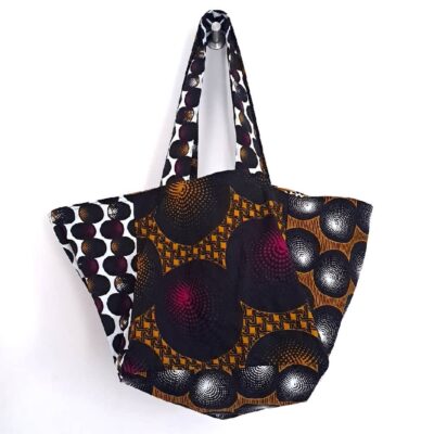 Mustard and Purple Ankara Cube tote