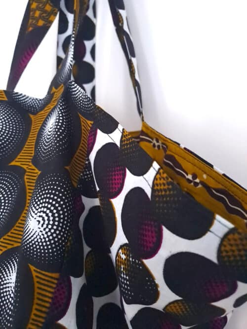 Mustard and Purple Ankara Cube tote - Image 4