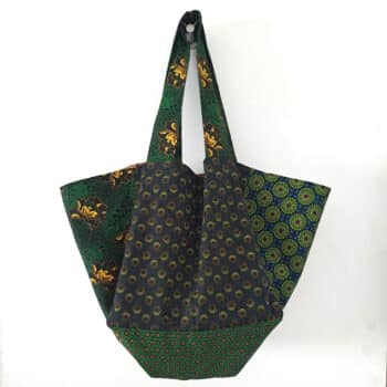 Green Shweshwe Patchwork Cube tote