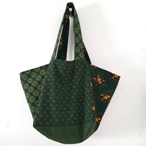 Green Shweshwe Patchwork Cube tote - Image 5