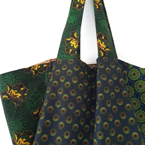 Green Shweshwe Patchwork Cube tote - Image 6